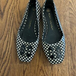 Tory Burch Geometric Black and White Flats